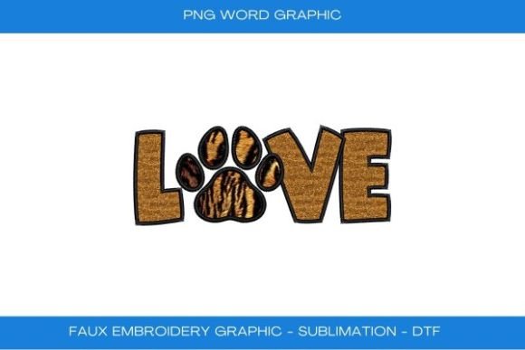 Love Paw Faux Embroidery
